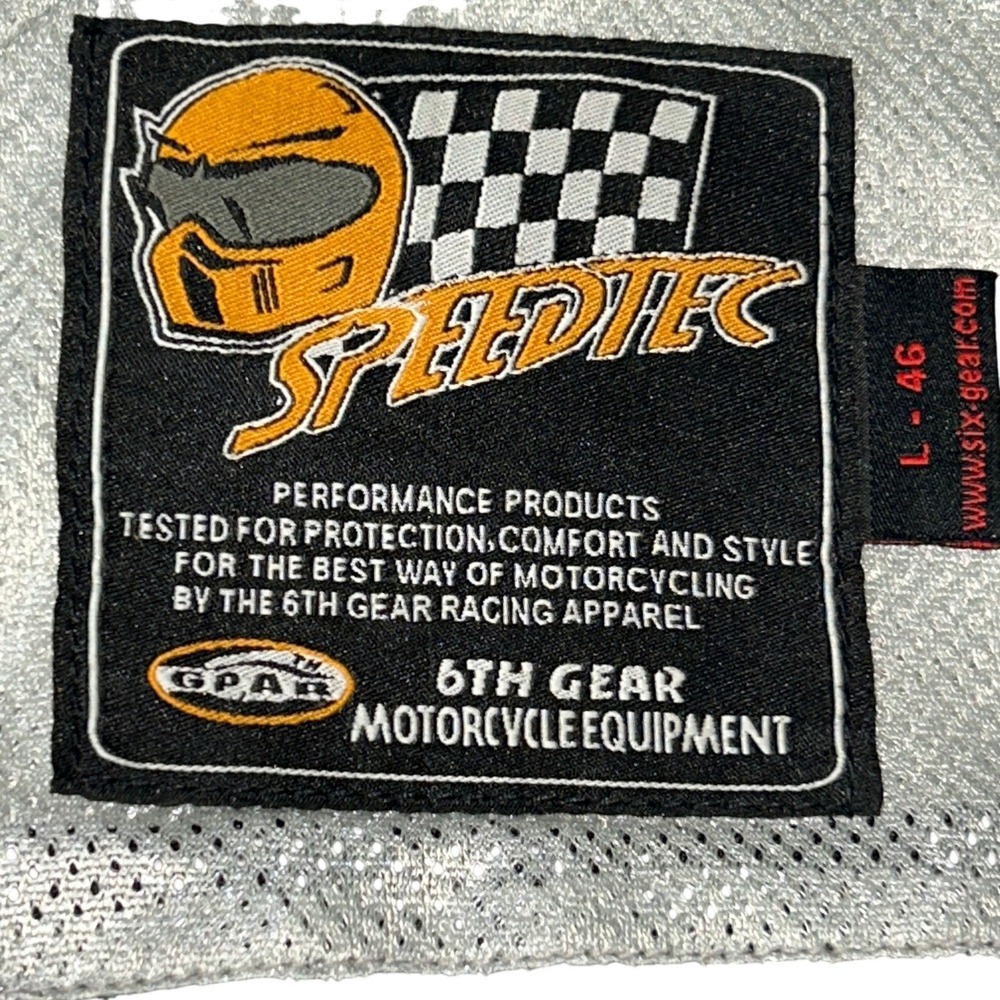 Six Gear Men's Motorcycle Mesh Vest Size L 46 Gray Red Armored Biker Riding Zip - Picture 5 of 11